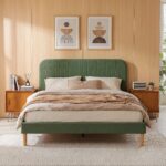 Artiss Queen Bed Frame, Green Fabric, Padded Headboard, 300kg Capacity