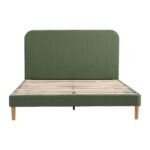 Artiss Queen Bed Frame, Green Fabric, Padded Headboard, 300kg Capacity - Image 2