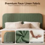 Artiss Queen Bed Frame, Green Fabric, Padded Headboard, 300kg Capacity - Image 7