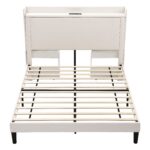 Artiss Double Bed Frame with USB Charging and Side Storage Shelves Beige - Image 4