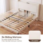 Artiss Double Bed Frame with USB Charging and Side Storage Shelves Beige - Image 5