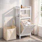 Artiss Bathroom Storage Cabinet Tilt Out Laundry Hamper Tall Organiser White
