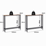 Artiss Set of 2 Narrow Sofa Console Tables with Charging Station, Wood - Image 4