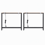 Artiss Set of 2 Narrow Sofa Console Tables with Charging Station, Wood - Image 5