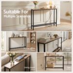 Artiss Set of 2 Narrow Sofa Console Tables with Charging Station, Wood - Image 9