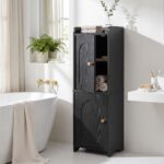 Artiss Bathroom Storage Cabinet Freestanding Cupboard Narrow Floor Shelf Black