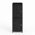 Artiss Bathroom Storage Cabinet Freestanding Cupboard Narrow Floor Shelf Black - Image 5