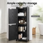 Artiss Bathroom Storage Cabinet Freestanding Cupboard Narrow Floor Shelf Black - Image 6