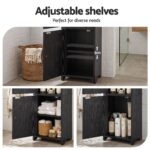 Artiss Bathroom Storage Cabinet Freestanding Cupboard Narrow Floor Shelf Black - Image 7