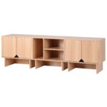 Artiss Modular TV Unit Storage Cabinet Adjustable Shelf Robot-Vac Friendly Pine - Image 3