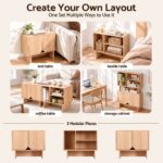 Artiss Modular TV Unit Storage Cabinet Adjustable Shelf Robot-Vac Friendly Pine - Image 6