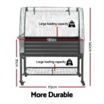 Green Fingers Mobile Raised Garden Bed with Greenhouse Cover Storage Shelf for Tomato Vegetables Herb Charcoal - Image 8