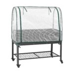 Green Fingers Mobile Raised Garden Bed with Greenhouse Cover Storage Shelf for Tomato Vegetables Herb Charcoal - Image 10