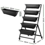 Green Fingers 5 Tier Vertical Raised Garden Bed Mobile Planter Box with Locking Wheels - Image 9