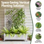 Green Fingers Mobile Planter Box with Trellis, Self Watering Garden Bed & Privacy Screen for Climbing Plants Flowers, White - Image 5