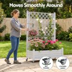 Green Fingers Mobile Planter Box with Trellis, Self Watering Garden Bed & Privacy Screen for Climbing Plants Flowers, White - Image 6