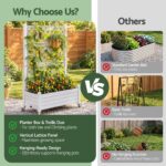 Green Fingers Mobile Planter Box with Trellis, Self Watering Garden Bed & Privacy Screen for Climbing Plants Flowers, White - Image 7