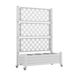 Green Fingers Mobile Planter Box with Trellis, Self Watering Garden Bed & Privacy Screen for Climbing Plants Flowers, White - Image 9