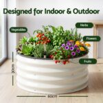 Green Fingers Self Watering Round Garden Bed Galvanised for Balcony Deck 60x60x30cm - Image 2