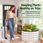 Green Fingers Self Watering Round Garden Bed Galvanised for Balcony Deck 60x60x30cm - Image 4