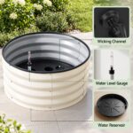 Green Fingers Self Watering Round Garden Bed Galvanised for Balcony Deck 60x60x30cm - Image 5