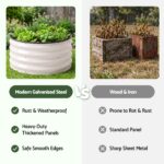 Green Fingers Self Watering Round Garden Bed Galvanised for Balcony Deck 60x60x30cm - Image 7