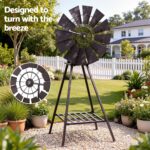 Gardeon Garden Windmill Metal Outdoor Yard Decor 120cm Bronze - Image 5