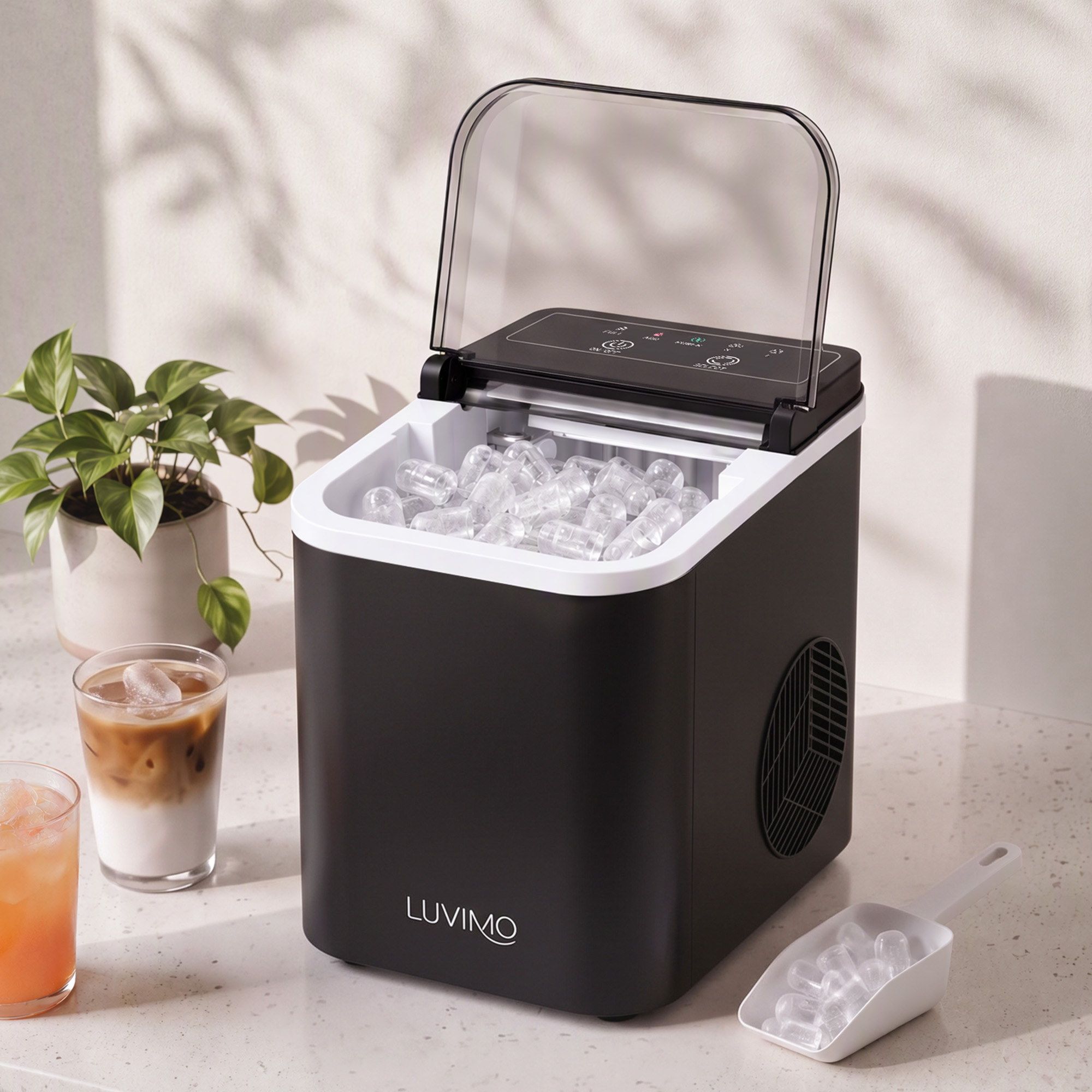 IM-ZB-J-12OPEN-BK-00 LUVIMO 12kg Ice Maker Machine Full Open Cover Deep Clean - Black - Image 1