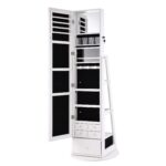 Artiss 360° Rotating Jewelry Cabinet Full Length Mirror, White - Image 3