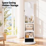Artiss 360° Rotating Jewelry Cabinet Full Length Mirror, White - Image 10