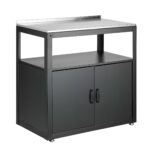 Gardeon Outdoor Storage Cabinet Garden Potting Bench Stainless Steel Table Top Black - Image 5