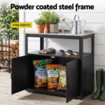 Gardeon Outdoor Storage Cabinet Garden Potting Bench Stainless Steel Table Top Black - Image 6