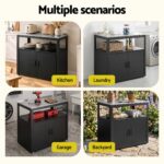 Gardeon Outdoor Storage Cabinet Garden Potting Bench Stainless Steel Table Top Black - Image 10