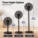 Devanti Pedestal Fan with Remote, 7 Speeds 3 Heights DC Motor, Black - Image 4