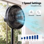 Devanti Pedestal Fan with Remote, 7 Speeds 3 Heights DC Motor, Black - Image 5