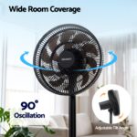 Devanti Pedestal Fan with Remote, 7 Speeds 3 Heights DC Motor, Black - Image 6