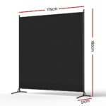 Artiss Room Divider Set of 2 Privacy Screen Fabric Room Separator Partition 175x180cm Black - Image 3