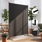 Artiss Room Divider Set of 2 Privacy Screen Fabric Room Separator Partition 175x180cm Black - Image 5