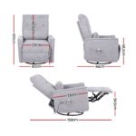 Artiss Electric Massage Recliner Chair with 270° Swivel & Heat, Grey - Image 3