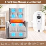 Artiss Electric Massage Recliner Chair with 270° Swivel & Heat, Grey - Image 6