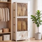 Artiss Foldable Storage Cabinet Stackable Wardrobe Box Clear Magnetic Door White