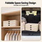 Artiss 3-Tier Foldable Storage Cabinet Stackable Box Clear Magnetic Door White - Image 7