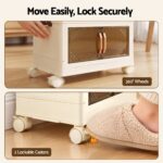 Artiss 3-Tier Foldable Storage Cabinet Stackable Box Clear Magnetic Door White - Image 8