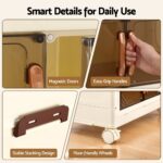 Artiss 3-Tier Foldable Storage Cabinet Stackable Box Clear Magnetic Door White - Image 10