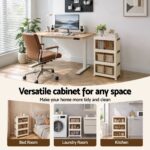 Artiss 3-Tier Foldable Storage Cabinet Stackable Box Clear Magnetic Door White - Image 11