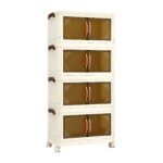 Artiss 4-Tier Foldable Storage Cabinet Stackable Box Clear Magnetic Door White - Image 3
