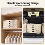 Artiss 4-Tier Foldable Storage Cabinet Stackable Box Clear Magnetic Door White - Image 7