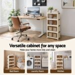 Artiss 4-Tier Foldable Storage Cabinet Stackable Box Clear Magnetic Door White - Image 11