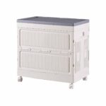 Artiss Foldable Storage Cabinet Stackable Box Flip-Top Rolling Organiser White - Image 4