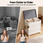 Artiss Foldable Storage Cabinet Stackable Box Flip-Top Rolling Organiser White - Image 5